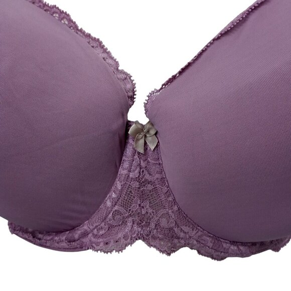 Victorias Secret Lined Demi Underwire Lace Bra Size 38DD Adjustable Purple - Picture 8 of 9